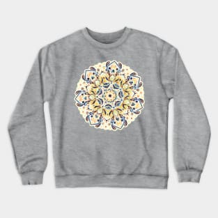 Stained Glass Mandala - Mustard Yellow & Navy Crewneck Sweatshirt